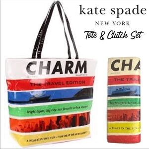 Kate Spade CHARM Bag Tote and Magazine Clutch Vintage Set